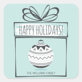 Pegatina Cuadrada Ornamentos de Navidad Pegatinas de vacaciones