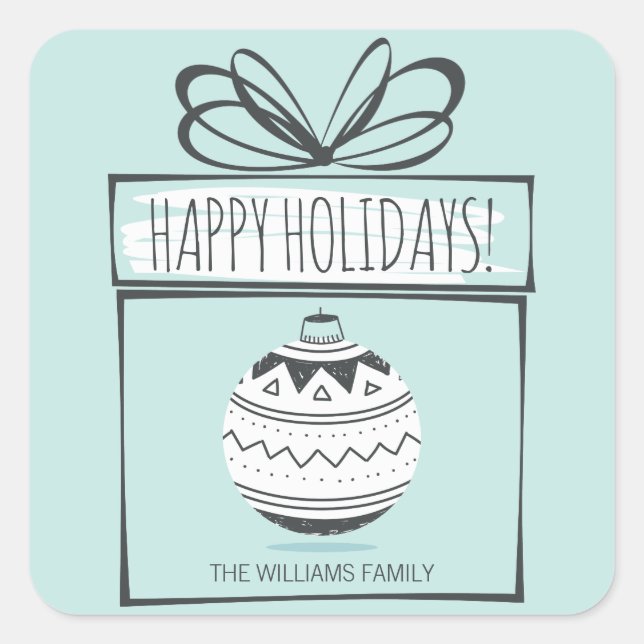 Pegatina Cuadrada Ornamentos de Navidad Pegatinas de vacaciones (Anverso)