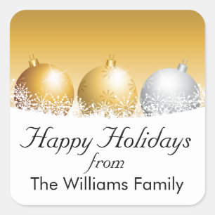 Pegatina Cuadrada Ornamentos de vacaciones personalizados