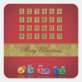 Pegatina Cuadrada Ornamentos navideños de calendario anticipado