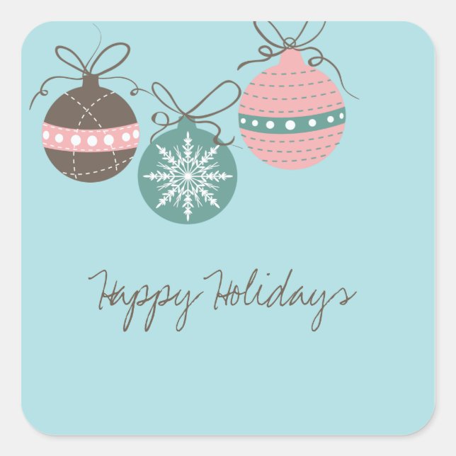 Pegatina Cuadrada Ornamentos navideños Pegatina-azul (Anverso)