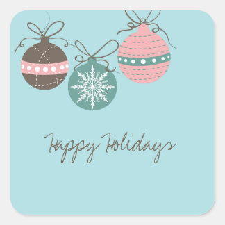 Pegatina Cuadrada Ornamentos navideños Pegatina-azul