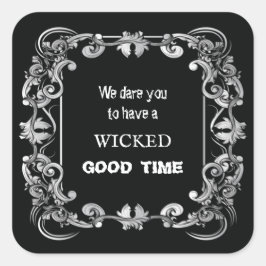 Pegatina Cuadrada Ornate Border Black Halloween