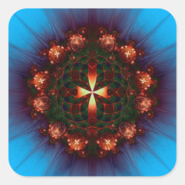Pegatina Cuadrada Ornate Cross Mandala