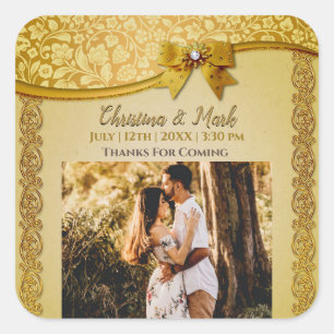 Pegatina Cuadrada Ornate Elegant Retro Abstract Flores y hojas