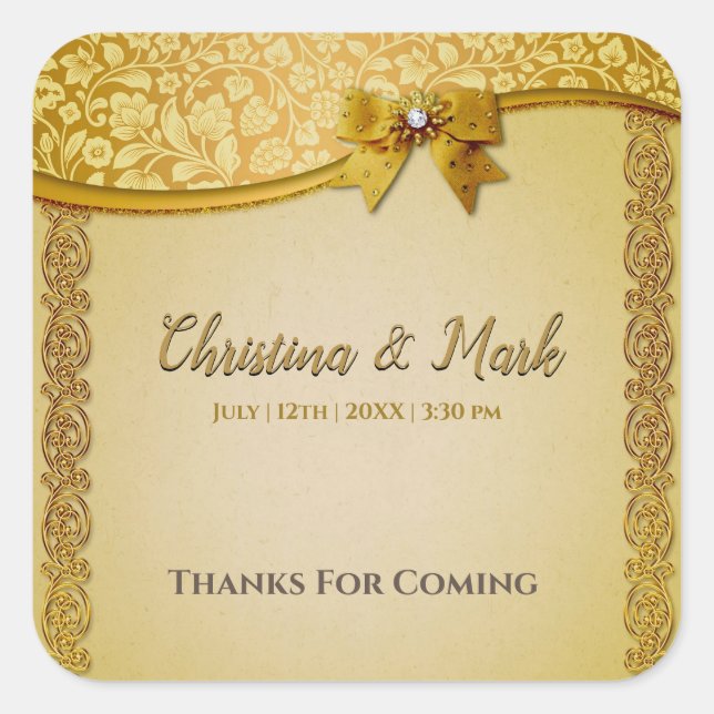 Pegatina Cuadrada Ornate Elegant Retro Resumen Flores y hojas (Anverso)