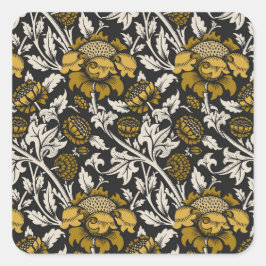 Pegatina Cuadrada Ornate floral pattern with large gold flowers 