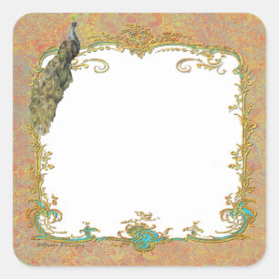 Pegatina Cuadrada Ornate Peacock n Paisley Art Design