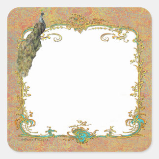 Pegatina Cuadrada Ornate Peacock n Paisley Art Design