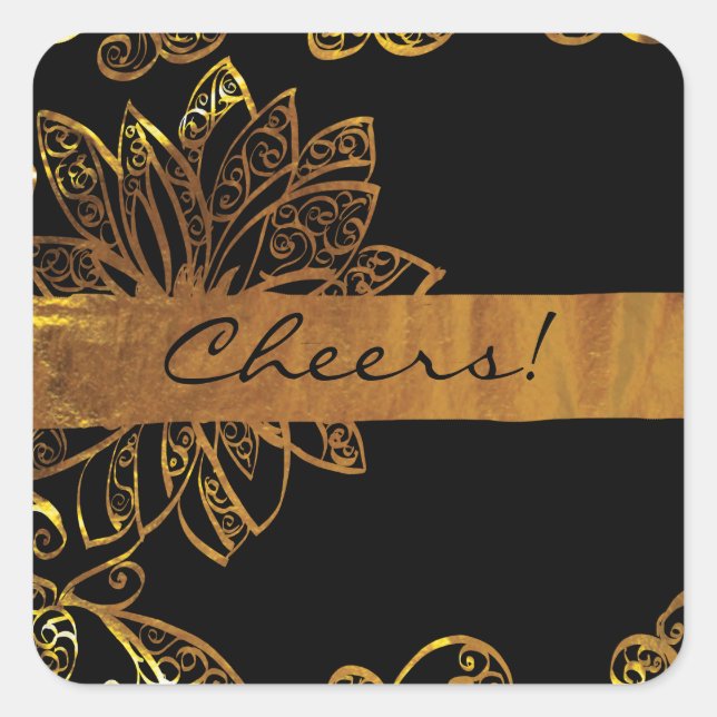 Pegatina Cuadrada Oro (Anverso)