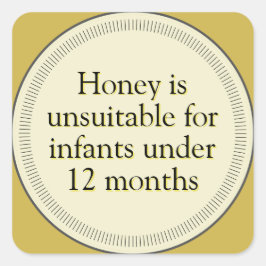 Pegatina Cuadrada Oro de advertencia de miel infantil