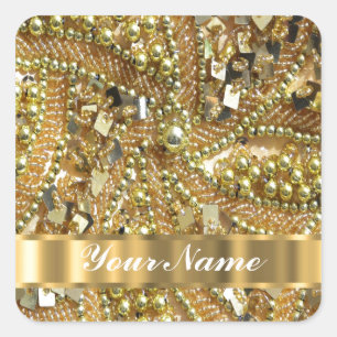 Pegatina Cuadrada Oro elegante bling