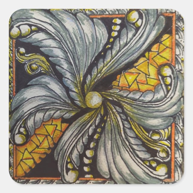 Pegatina Cuadrada Oro moderno (Anverso)