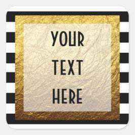Pegatina Cuadrada Oro moderno en franja blanca negra Boutique de luj