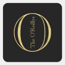 Pegatina Cuadrada Oro Monograma O y nombre en cualquier color