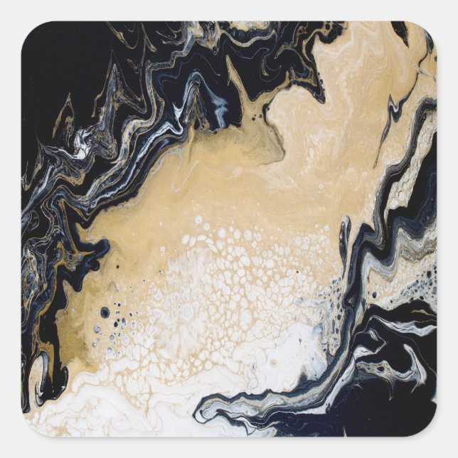 Pegatina Cuadrada Oro negro (Anverso)