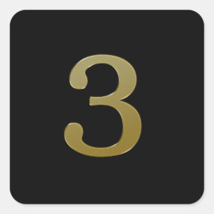Pegatina Cuadrada Oro número 3