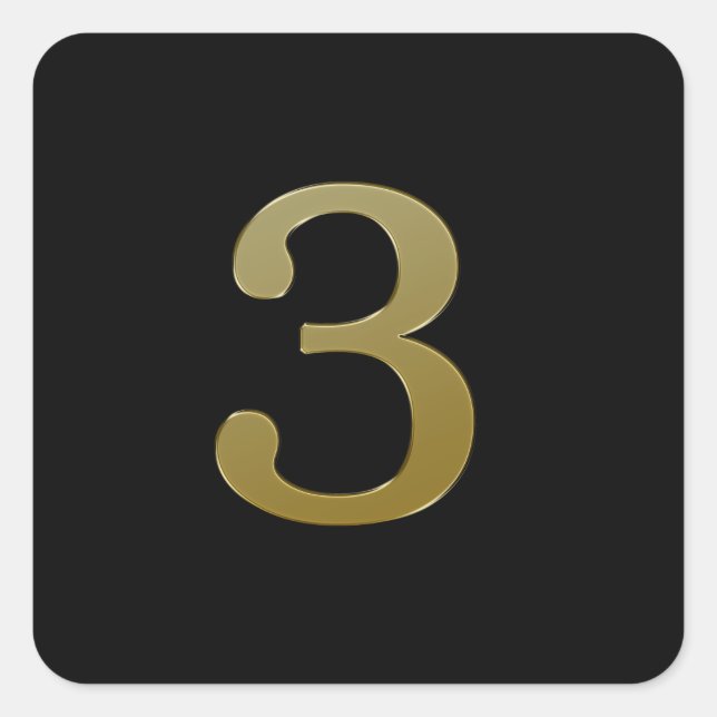 Pegatina Cuadrada Oro número 3 (Anverso)