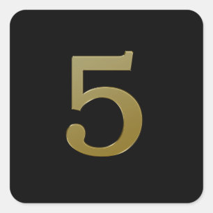 Pegatina Cuadrada Oro número 5