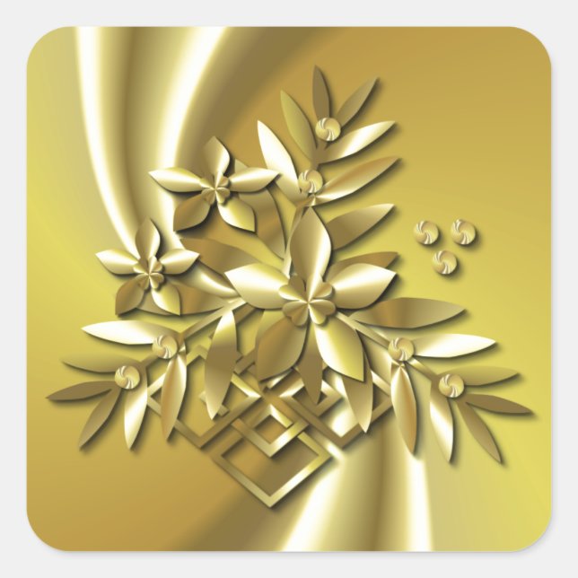 Pegatina Cuadrada Oro puro (Anverso)