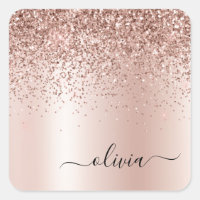 Oro Rosa - Monograma de Nombre con Glitter Rosa Ru