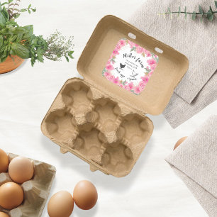 Pegatina Cuadrada Oro rosa Roses deja cartón de huevos para granjas
