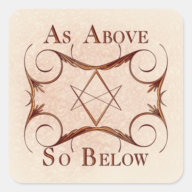 Pegatina Cuadrada Oro Rosa Unicursal (Anverso)