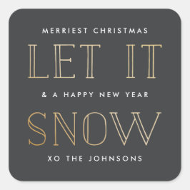 Pegatina Cuadrada Oro simple + pegatinas de Navidad negras