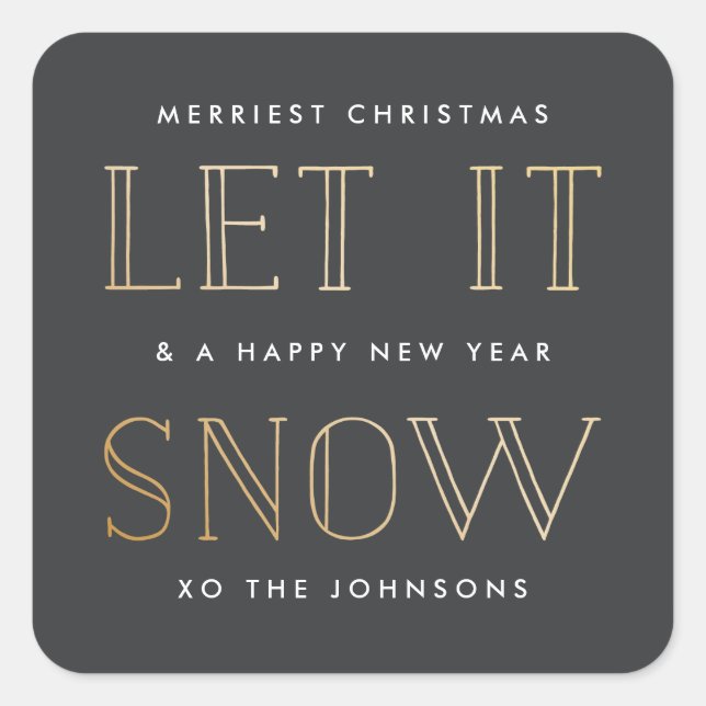 Pegatina Cuadrada Oro simple + pegatinas de Navidad negras (Anverso)