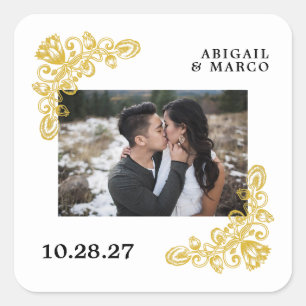 Pegatina Cuadrada Oro vintage