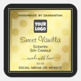 Pegatina Cuadrada Oro y negro con etiquetas de embalaje de productos