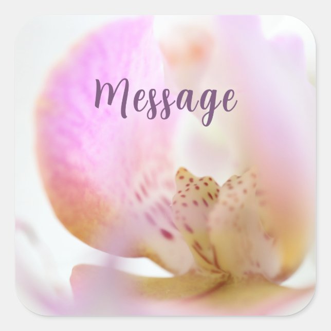 Pegatina Cuadrada Orquídea Púrpura Floral Bokeh Fotografía (Anverso)
