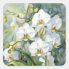 Pegatina Cuadrada Orquídeas