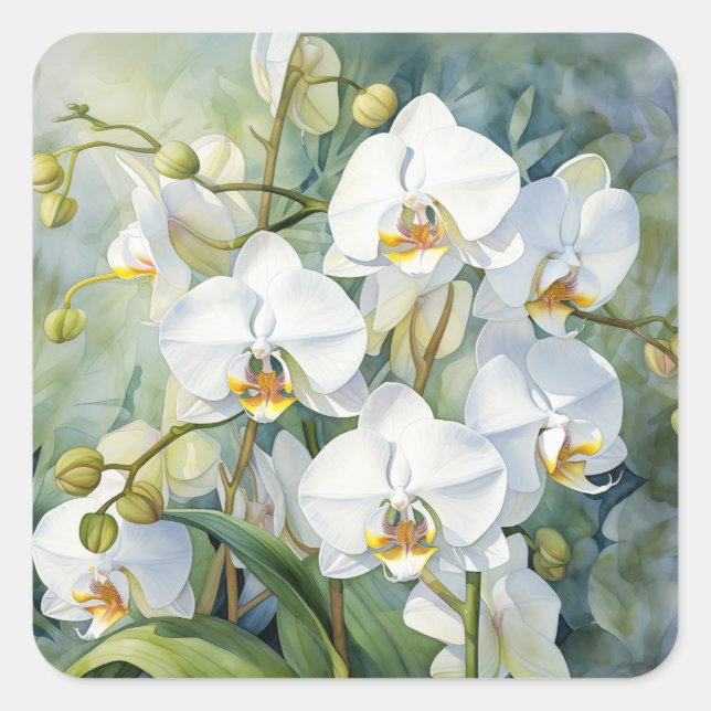 Pegatina Cuadrada Orquídeas