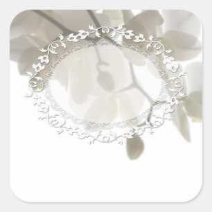 Pegatina Cuadrada Orquídeas blancas mullidas