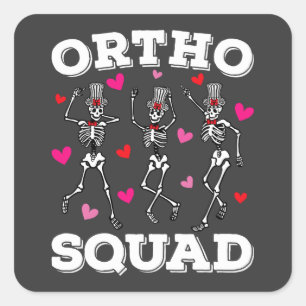 Pegatina Cuadrada Ortho Squad Dancing Skeleton Valentine