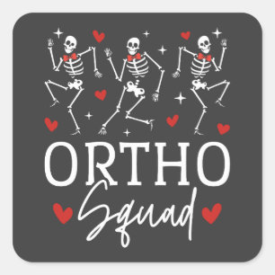 Pegatina Cuadrada Ortho Squad Dancing Skeleton Valentine
