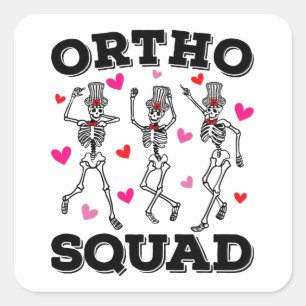 Pegatina Cuadrada Ortho Squad Dancing Skeleton Valentine