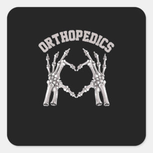 Pegatina Cuadrada Ortopédicas Skeleton Mano Corazón Orto Enfermera R