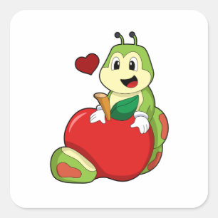 Pegatina Cuadrada oruga con Apple