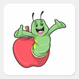 Pegatina Cuadrada oruga con Apple