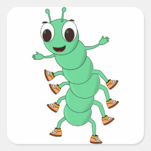 Pegatina Cuadrada oruga verde