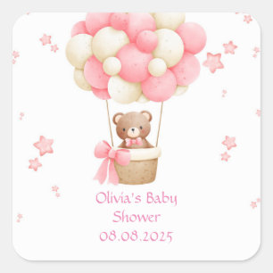 PEGATINA CUADRADA OSA DE PELUCHE ROSA 