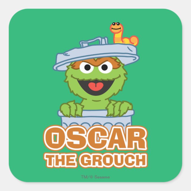 Pegatina Cuadrada Oscar al estilo clásico de Grouch (Anverso)