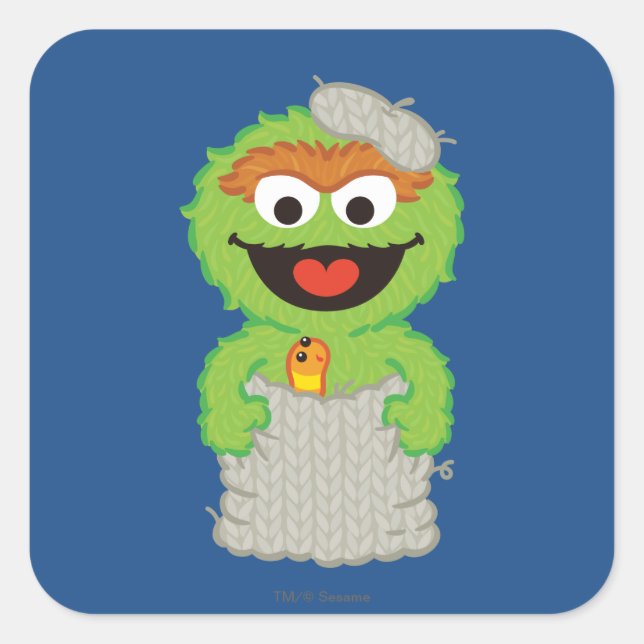 Pegatina Cuadrada Oscar al estilo Grouch Wool (Anverso)