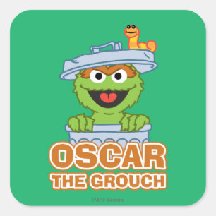 Pegatina Cuadrada Oscar el Gruñón Estilo Clásico