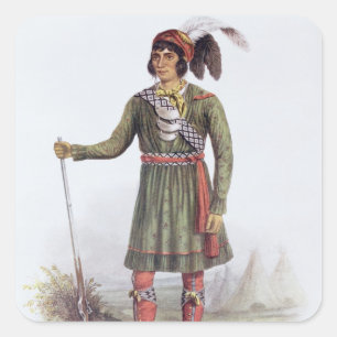 Pegatina Cuadrada Osceola o "sol naciente", un líder del Seminole