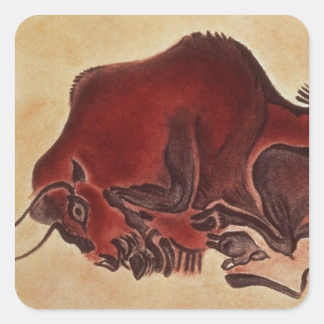 Pegatina Cuadrada Oscile la pintura de un bisonte, último (Anverso)