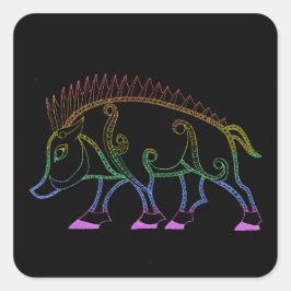 Pegatina Cuadrada Oscuro arcoiris