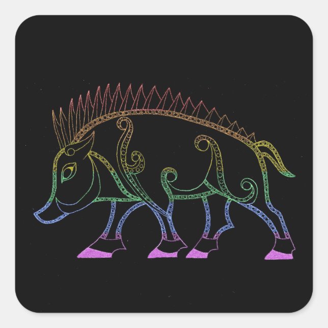 Pegatina Cuadrada Oscuro arcoiris (Anverso)